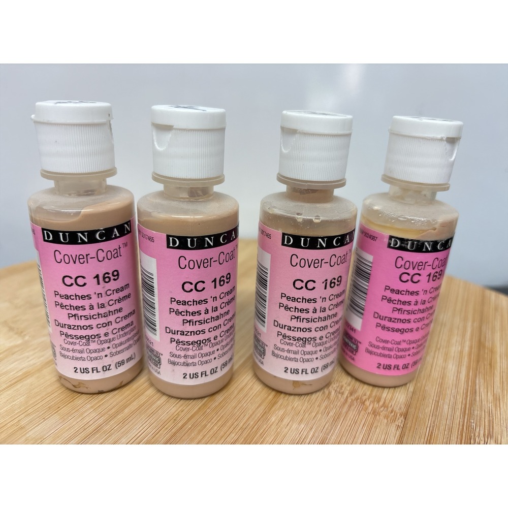 Duncan Covercoat Glazes Peaches 'n Cream CC 169 2oz. Bottles Lot of 4 Bottles